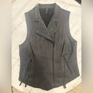Kill City Charcoal Gray Genuine Leather & Suede Moto Vest - Size M